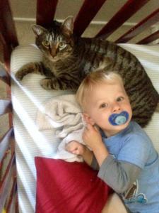 Baby with kitten